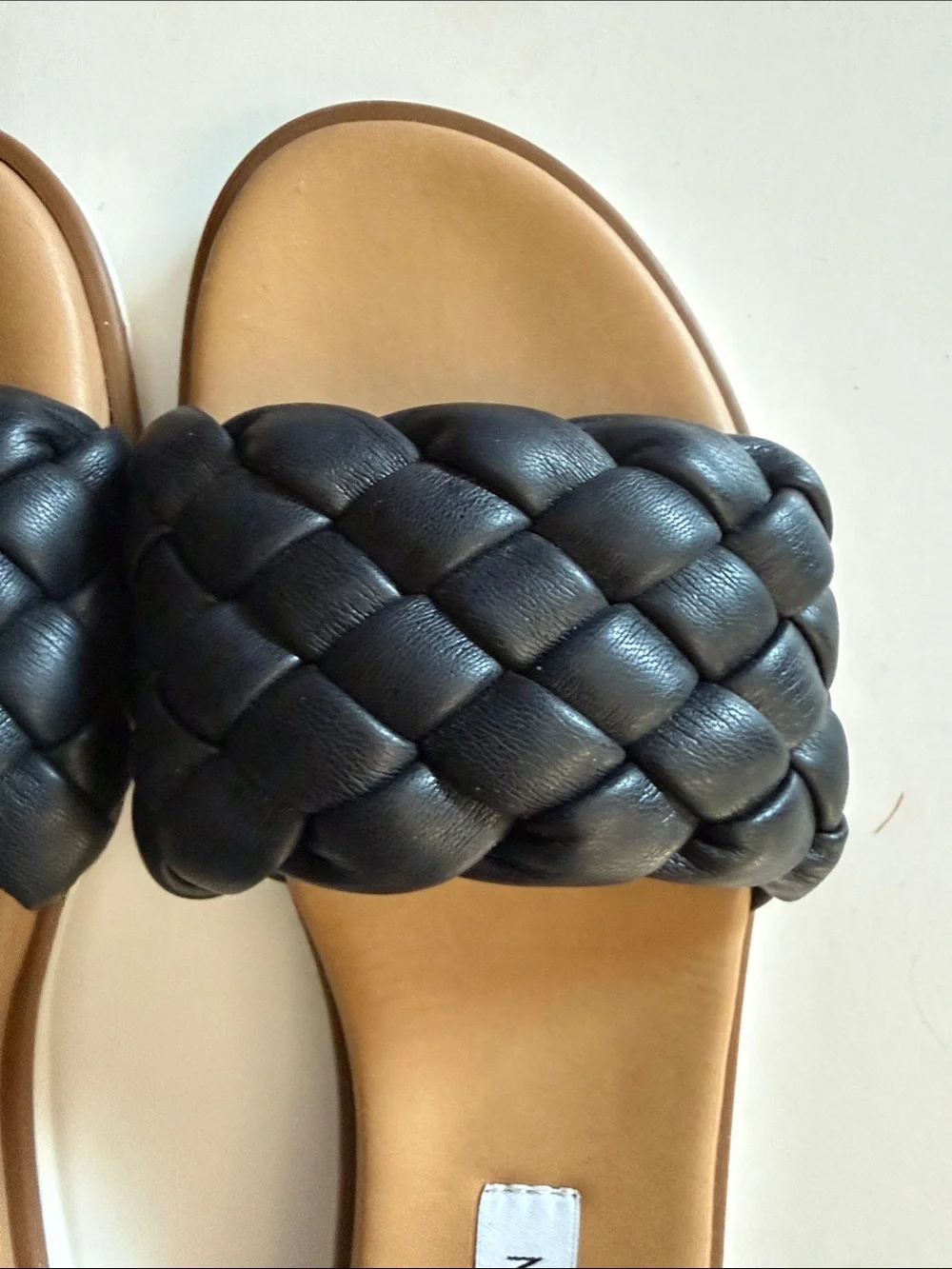 STEVE MADDEN PAISLEE BLACK BRAIDED SLIDE SANDALS, 9